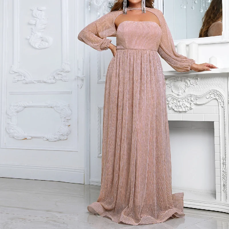 Discover the latest trends in women’s fashion NiDELL Europe and America Cross Border plus Size Gown Halter Raglan Long Sleeves Dress High-End Design Evening Gown-Fssn225 Discover the latest trends in women’s fashion NiDELL Europe and America Cross Border plus Size Gown Halter Raglan Long Sleeves Dress High-End Design Evening Gown-Fssn225