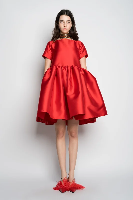 Express your style with fashionable women’s clothing   RED SHORT CAP SLEEVE PUFF DRESS