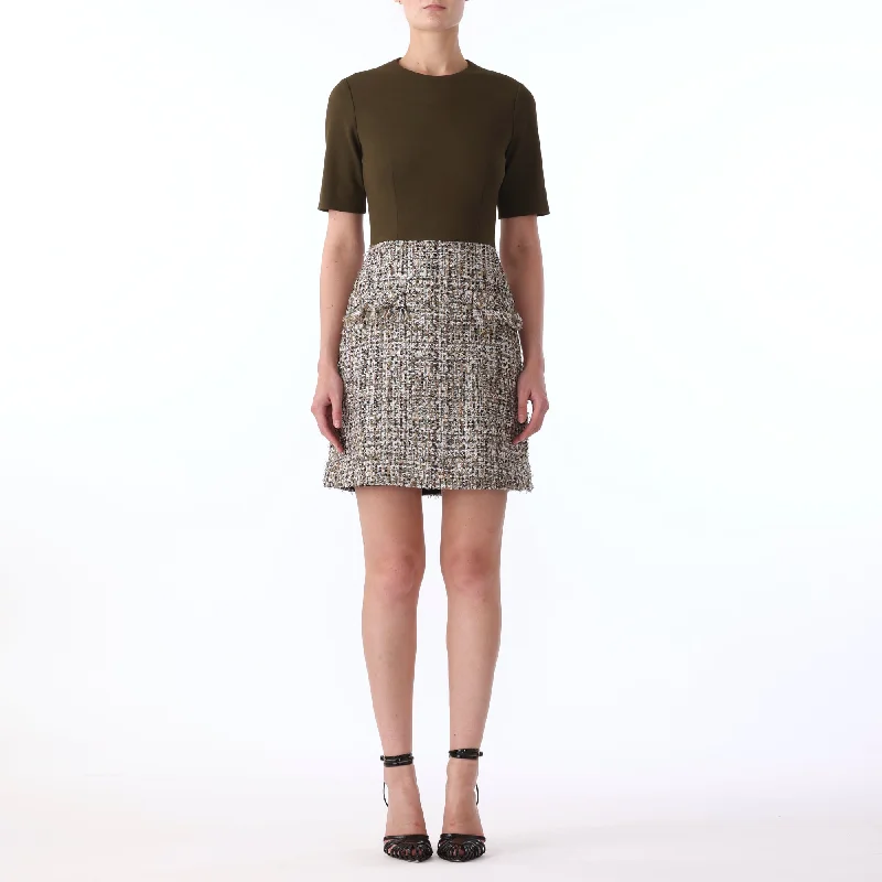 Refresh your wardrobe with trendy women’s apparel TEXTURE TWEED JERSEY COMBO SHORT SLEEVE DAY DRESS Refresh your wardrobe with trendy women’s apparel TEXTURE TWEED JERSEY COMBO SHORT SLEEVE DAY DRESS