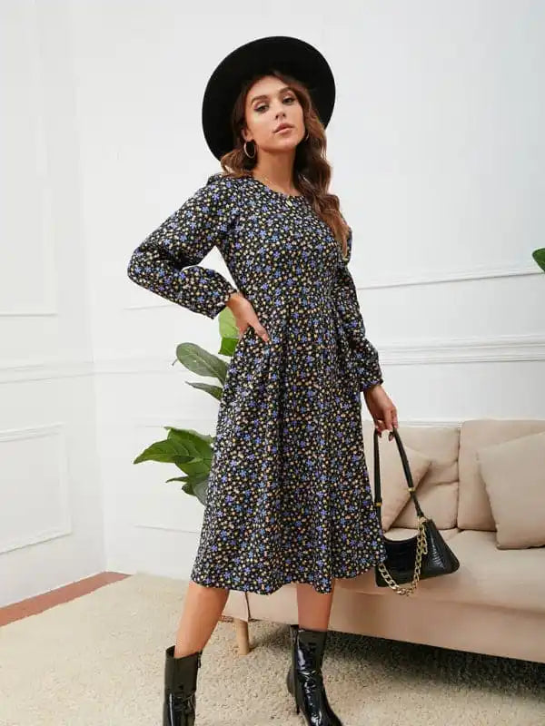 Elevate your look with premium women’s wear   Women’s square neck floral hem dress