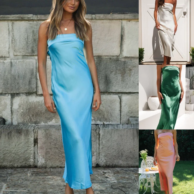 The ultimate destination for women’s clothing Women's Summer Solid Color Elastic Backless Knitted Dresses The ultimate destination for women’s clothing Women's Summer Solid Color Elastic Backless Knitted Dresses