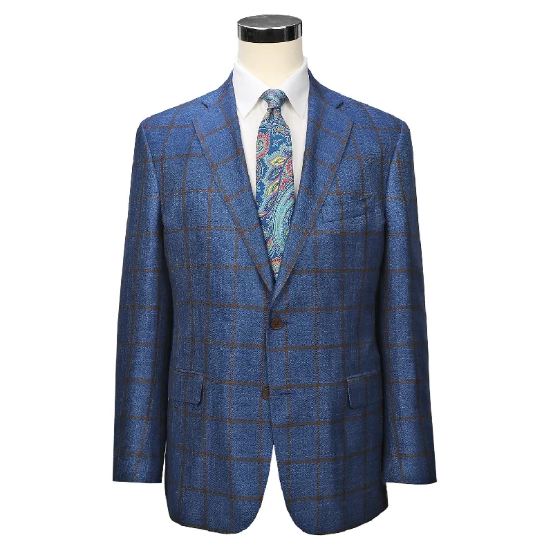 Shop trendy clothing for every season – Special promotion today.  Audubon Royal Blue with Rust Overcheck Sport Coat