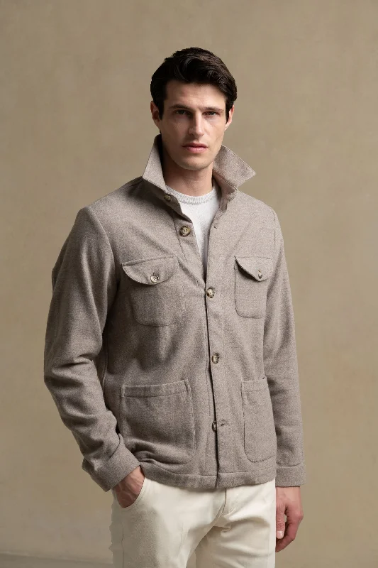 Shop stylish  fashion – Get huge savings on men’s clothing.  Beige Safari Jacket flannel Super 180s – Made in Italy