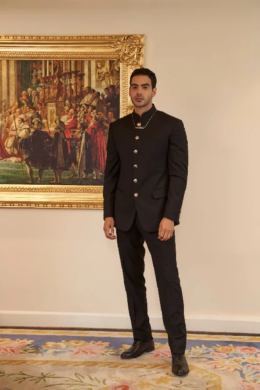 End-of-season clothing sale – Shop now for big savings!  Black Achkan with Handmade Buttons