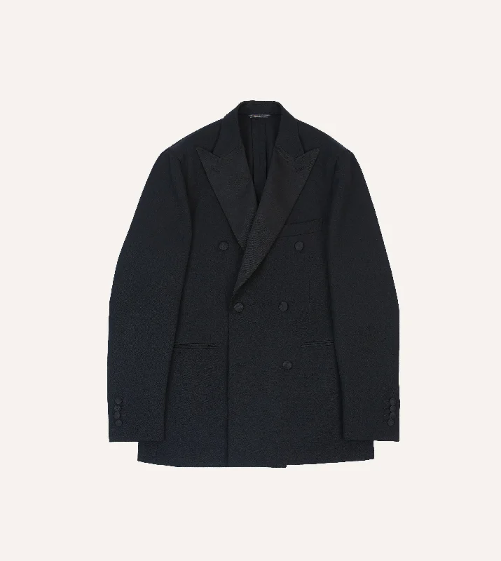 Shop fashion favorites at discounted prices – Limited time offer.  Black Barathea Wool Double-Breasted Dinner Jacket
