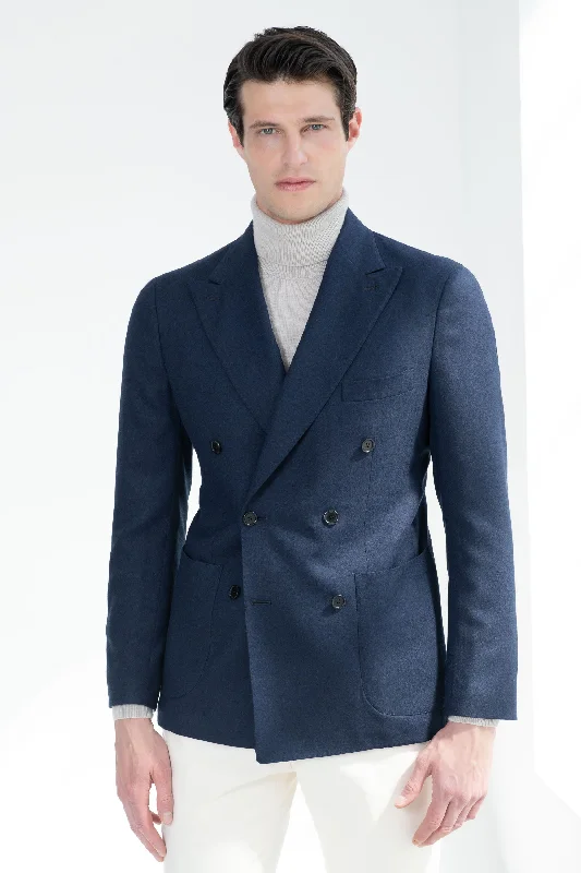 Clearance sale – shop men's clothing at discounted prices!  Blue flannel double breasted jacket - Made in Italy