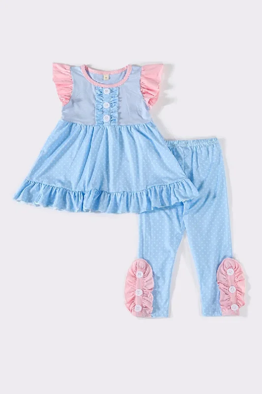 Blue princess ruffle dress set