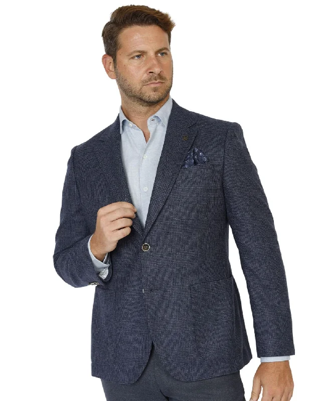 Special offer: Save on everyday clothing essentials – Shop now!  Blue Wool Cotton Cashmere Prince of Wales Check Jacket