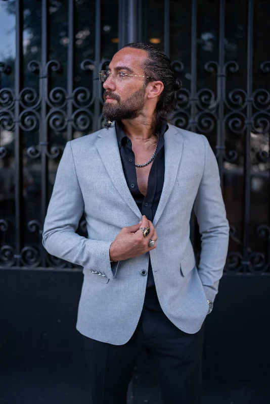 Seasonal discounts on stylish clothes – Perfect for any occasion!  Brabion Alonso Light Gray Slim Fit Notch Lapel Blazer