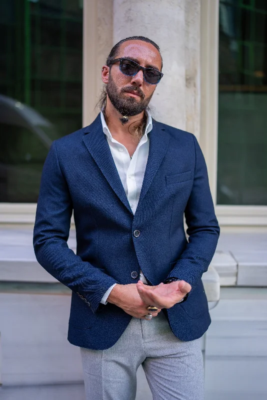 Buy now, pay later – exclusive savings on men’s clothing.  Brabion Alonso Navy Blue Slim Fit Notch Lapel Blazer