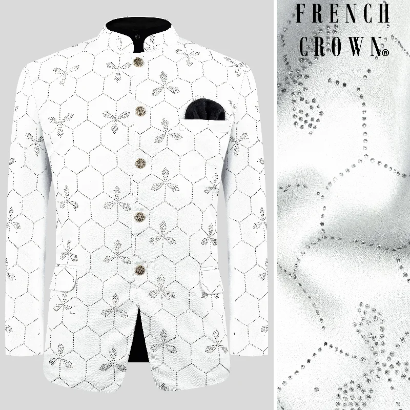 Flash sale: Save big on men's clothing this weekend! Bright White Stonework Wool Rich Bandhgala Designer Blazer Flash sale: Save big on men's clothing this weekend! Bright White Stonework Wool Rich Bandhgala Designer Blazer