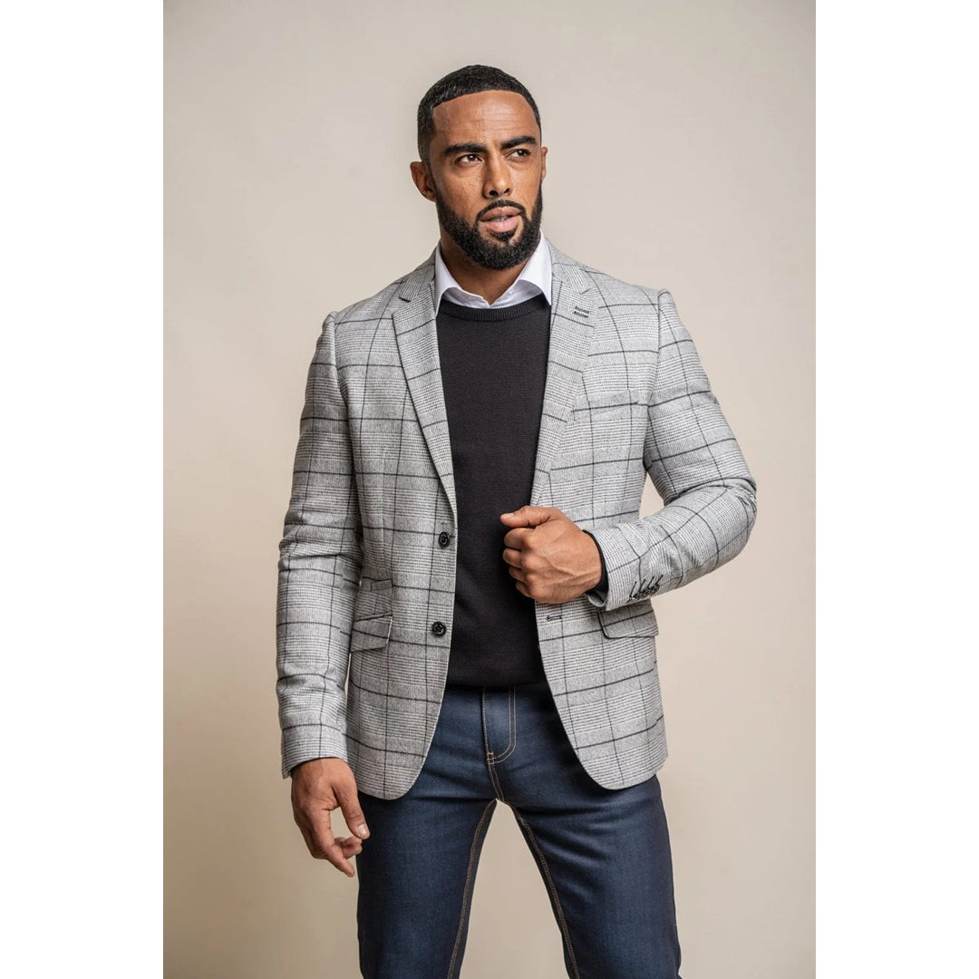 Save more with our buy-more, save-more deals on men’s fashion.  Ghost - Men's Grey Tweed Checked Blazer