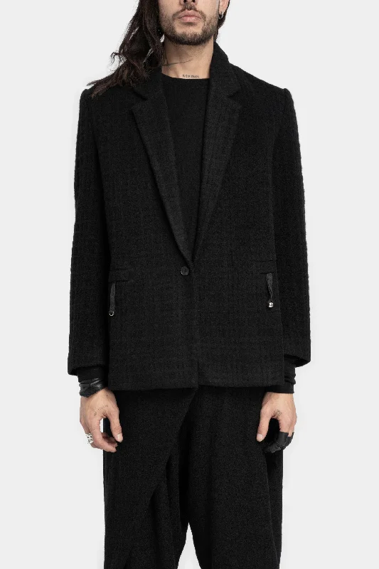 Men’s wardrobe essentials now at unbeatable prices.  Checkered textured wool blazer