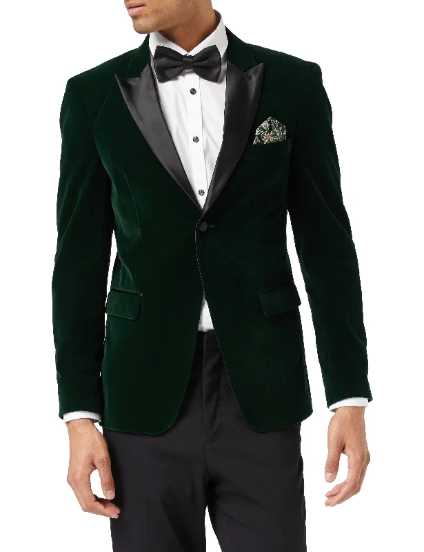 Save big on all types of clothing – Shop the sale now!  DINNER MAK - Green Soft Velvet Tuxedo Jacket