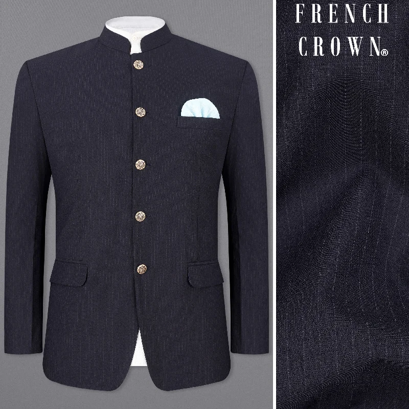 Don’t miss out – Limited-time   Ebony Clay Blue Striped Bandhgala Blazer
