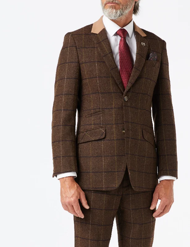 Exclusive offers on men’s wardrobe essentials – save more now! EVAN - TWEED HERRINGBONE BROWN CHECK JACKET & WAISTCOAT Exclusive offers on men’s wardrobe essentials – save more now! EVAN - TWEED HERRINGBONE BROWN CHECK JACKET & WAISTCOAT