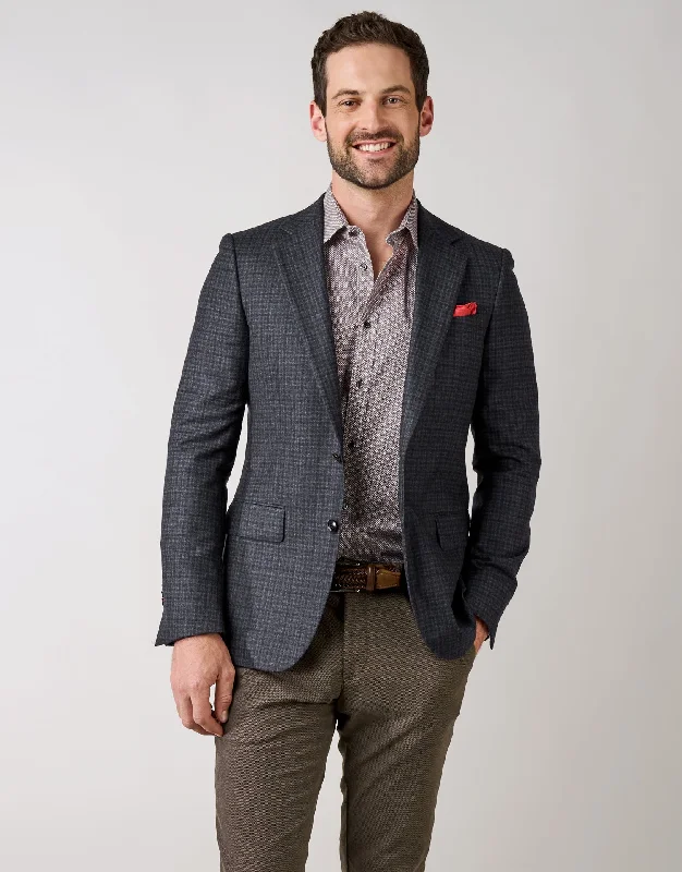 Shop the essentials – men’s wardrobe must-haves on sale.  Hawker Navy Blue & Maroon Check Flannel Blazer