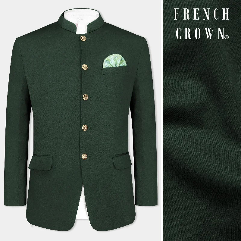 Shop affordable clothing for all occasions –  Heavy Metal Green Premium Cotton Bandhgala Stretchable Traveler Blazer