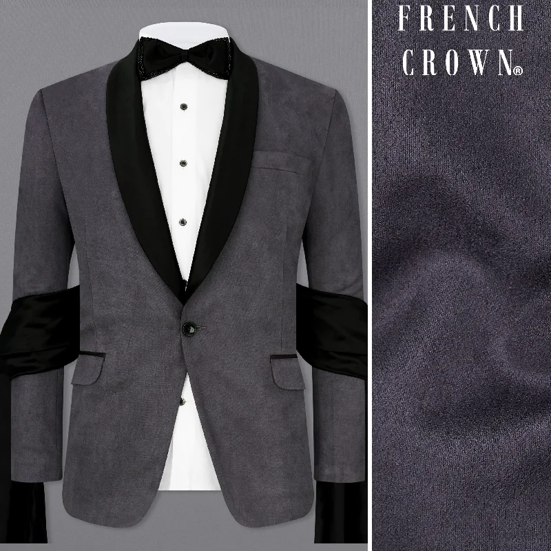 Shop the latest styles in men’s fashion – don’t miss out on these deals! Iridium Gray Velvet Tuxedo Designer Blazer with Shawl Shop the latest styles in men’s fashion – don’t miss out on these deals! Iridium Gray Velvet Tuxedo Designer Blazer with Shawl