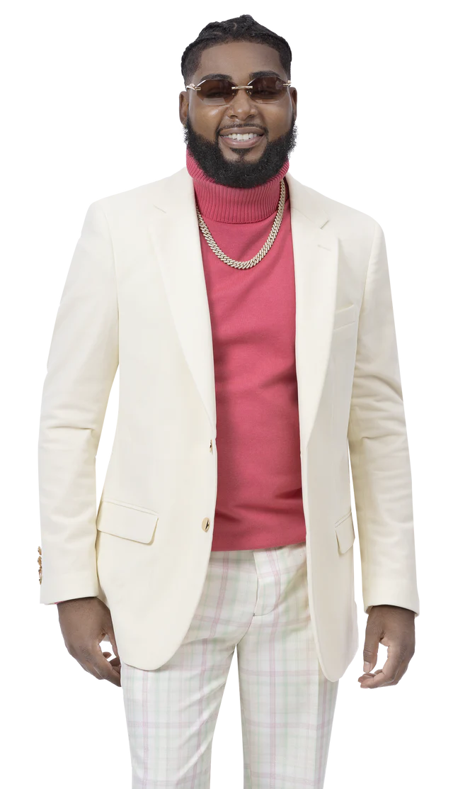 Upgrade your wardrobe with stylish men's apparel – now on sale!  Kent & Park J134 Velvet Slim Fit Blazer Cream