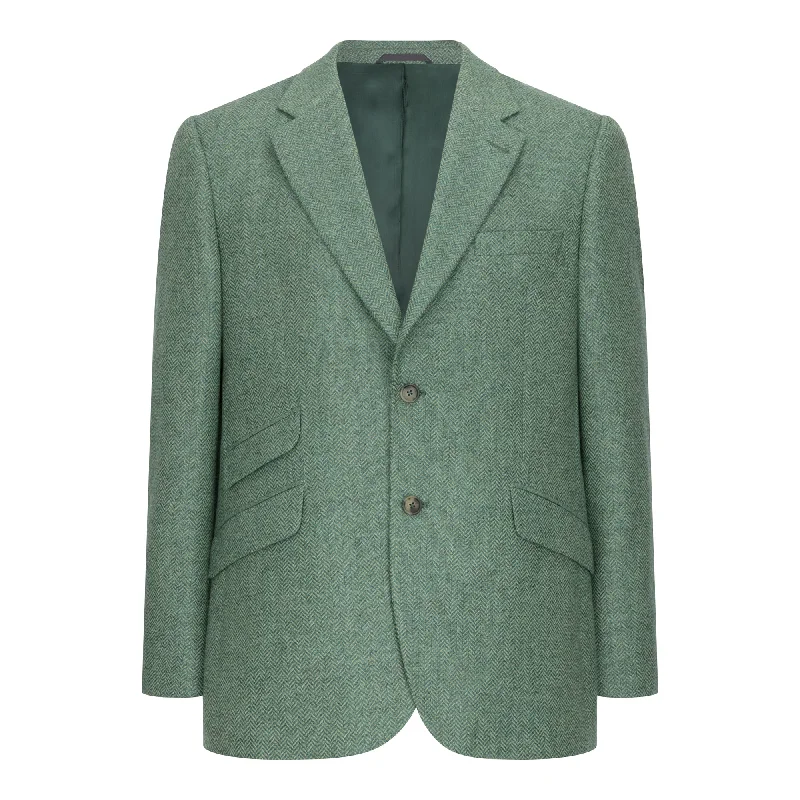 Shop the best clothing sale – Limited-time offer.  Light Green Herringbone James Classic Gents Tweed Jacket