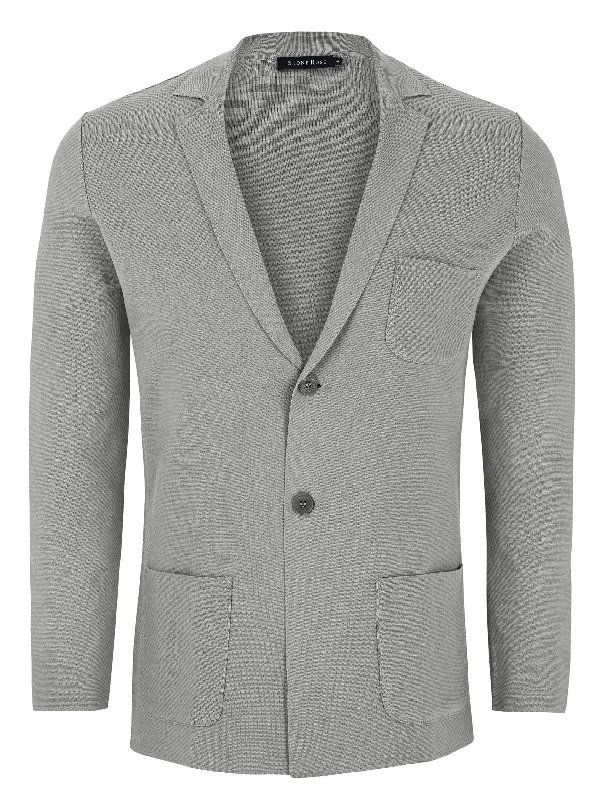 Men’s clothing at unbeatable prices – shop the sale today!  Medium Grey Knit Blazer