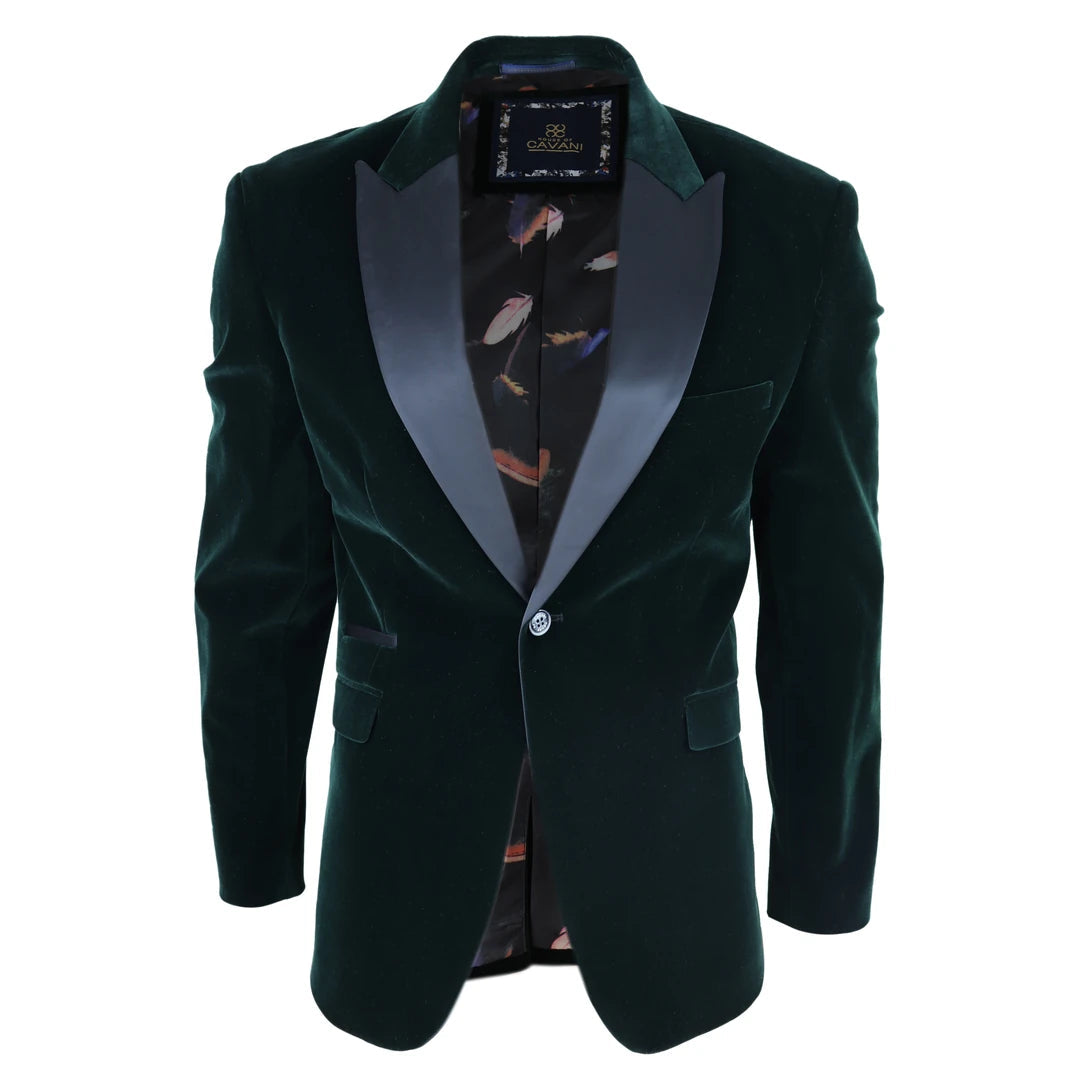 Shop affordable clothing for all occasions –  Rosa - Men's Soft Velvet Olive Green 1 Button Dinner Jacket Tuxedo Blazer Fit