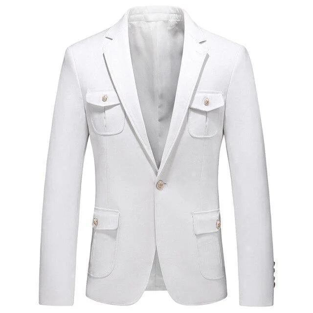 Clearance sale – shop men's clothing at discounted prices!  Men Blazer - Multi-Pocket White Blazer