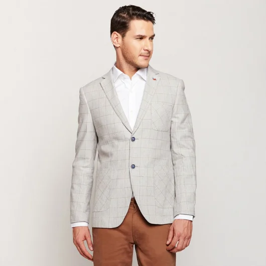 Shop the latest styles in men’s fashion – don’t miss out on these deals!  Light Grey Checks Linen Blazer