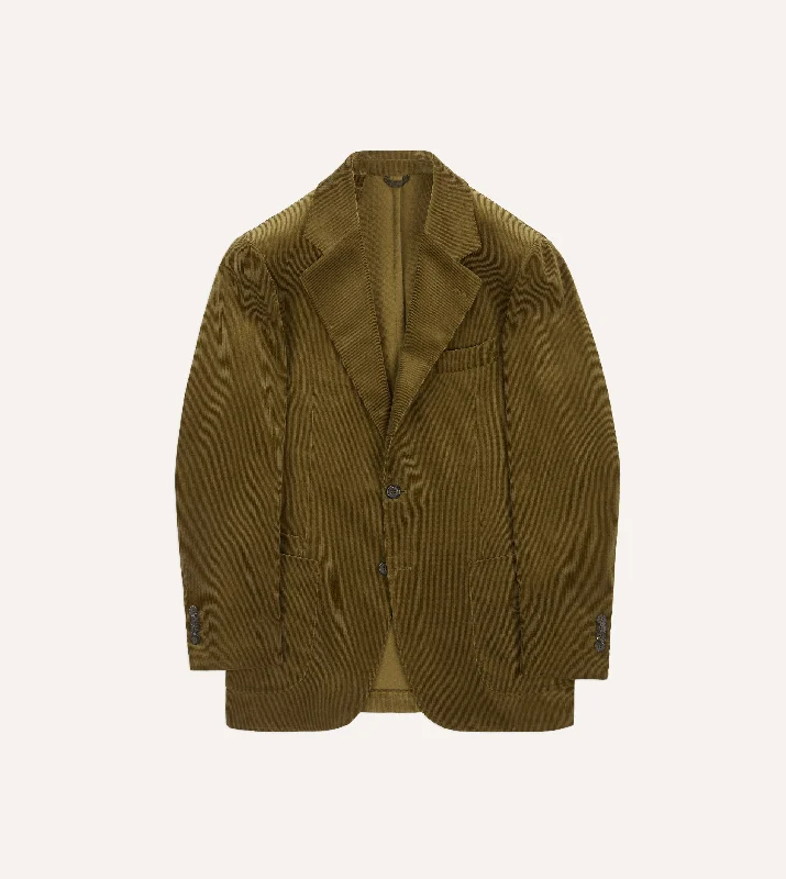Shop fashion favorites at discounted prices – Limited time offer.  Olive Green Mid-Wale Cotton Corduroy Tailored Jacket