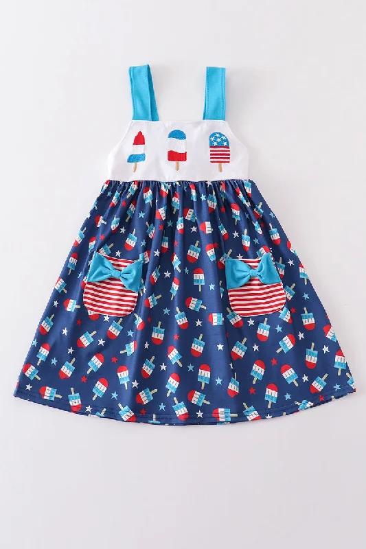 Patriotic popsicle embroidery strap dress