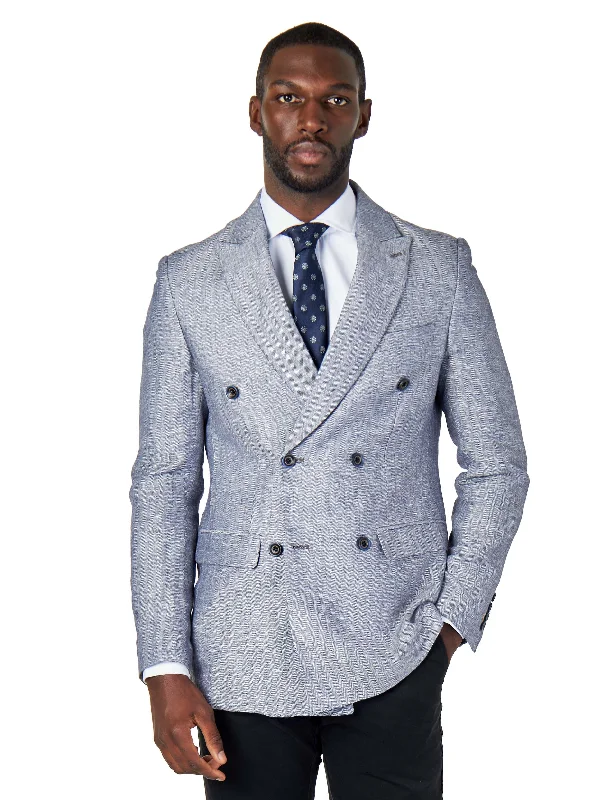 Shop affordable clothing for every season – Big savings this weekend only! RAY - TAILORED FIT GREY BLUE HERRINGBONE LINEN DOUBLE BREASTED JACKET Shop affordable clothing for every season – Big savings this weekend only! RAY - TAILORED FIT GREY BLUE HERRINGBONE LINEN DOUBLE BREASTED JACKET