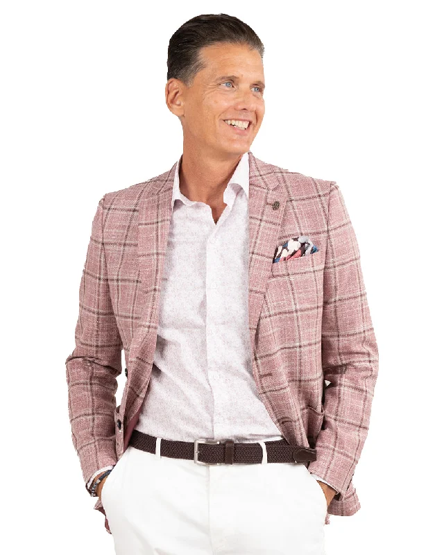 Shop now for affordable fashion – Enjoy free shipping on clothing orders.  Red Lanificio F.lli Cerruti Wool And Silk Windowpane Check Jacket