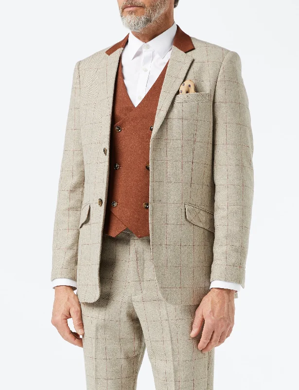 Shop new arrivals in clothing and save up to 60% off select items.  THEO - TWEED HERRINGBONE RED CHECK ON BEIGE JACKET & WAISTCOAT