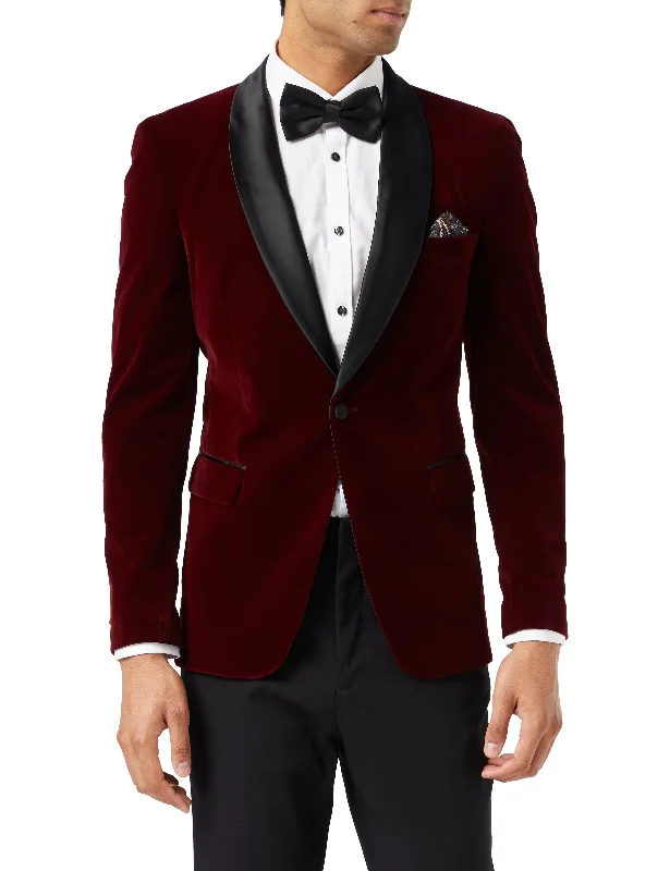 Shop fashion favorites at discounted prices – Limited time offer.  TUXEDO SAM - Burgundy Soft Velvet Jacket