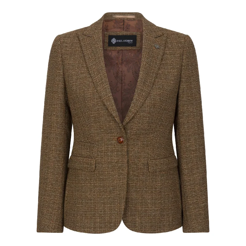 Shop the best clothing sales of the year!  Women's Blazer Brown Tweed Tailored Fit Formal Jacket