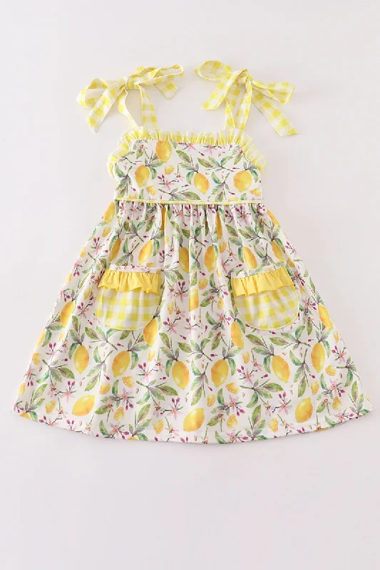 Yellow lemon ruffle dress