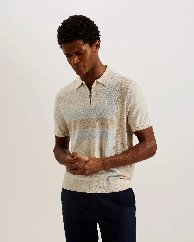 Exclusive online offer: Save 30% on all men's clothing.  Ambler SS T Colour Block Polo Taupe