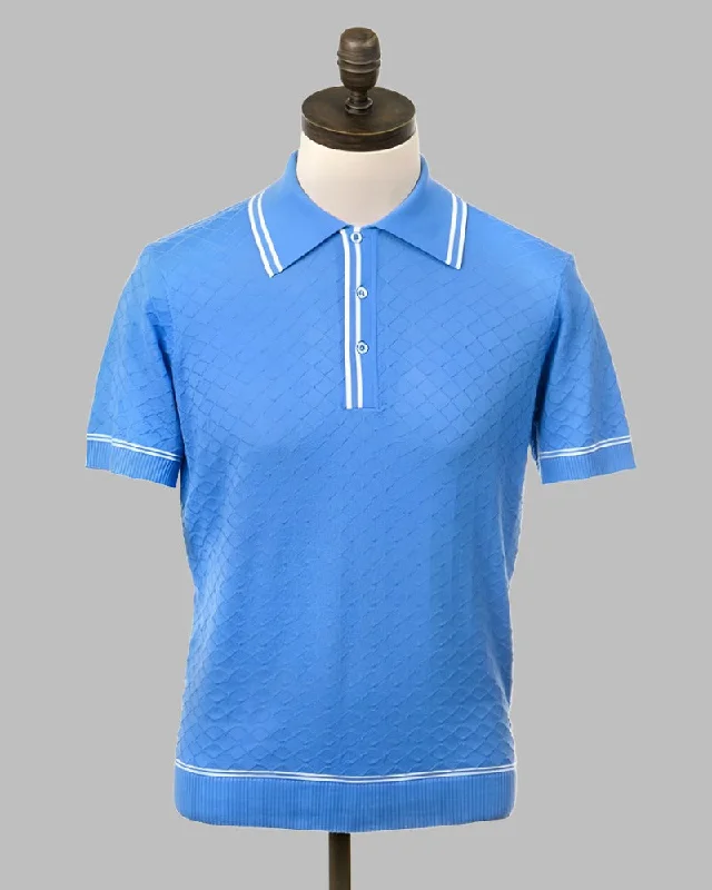 Shop the best clothing brands at amazing prices –   Art Gallery Clothing McGRIFF Knitted Polo Shirt Sky Blue