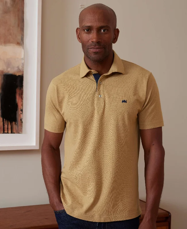 Shop fashion favorites at discounted prices – Limited time offer.  Beige Cotton Classic Fit Short Sleeve Polo Shirt
