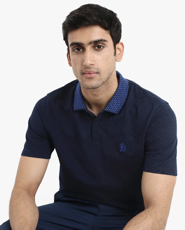 Shop trendy clothing for every season – Special promotion today. Rare Rabbit Men's Booth Navy Short Sleeve Textured Collar Embroidered Logo Plain Polo T-Shirt Shop trendy clothing for every season – Special promotion today. Rare Rabbit Men's Booth Navy Short Sleeve Textured Collar Embroidered Logo Plain Polo T-Shirt