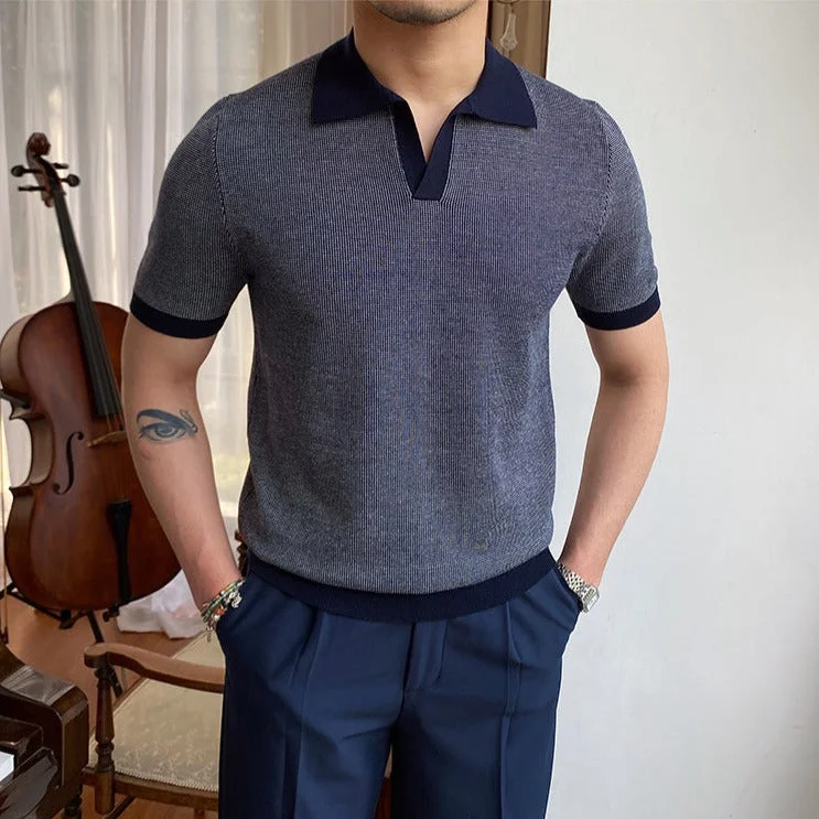 Best clothing deals of the season – Shop now and enjoy big savings. Buttonless Honeycomb Contrast Knitted Polo Best clothing deals of the season – Shop now and enjoy big savings. Buttonless Honeycomb Contrast Knitted Polo