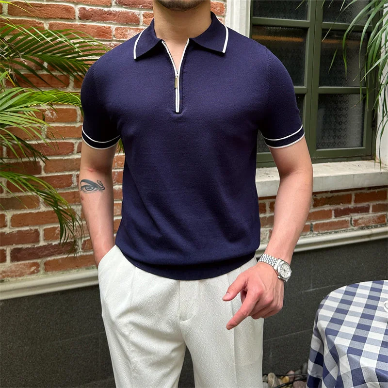 Limited-time sale: Save on all your favorite clothing items. Contrast Yachting Knitted Zipper Polo Limited-time sale: Save on all your favorite clothing items. Contrast Yachting Knitted Zipper Polo