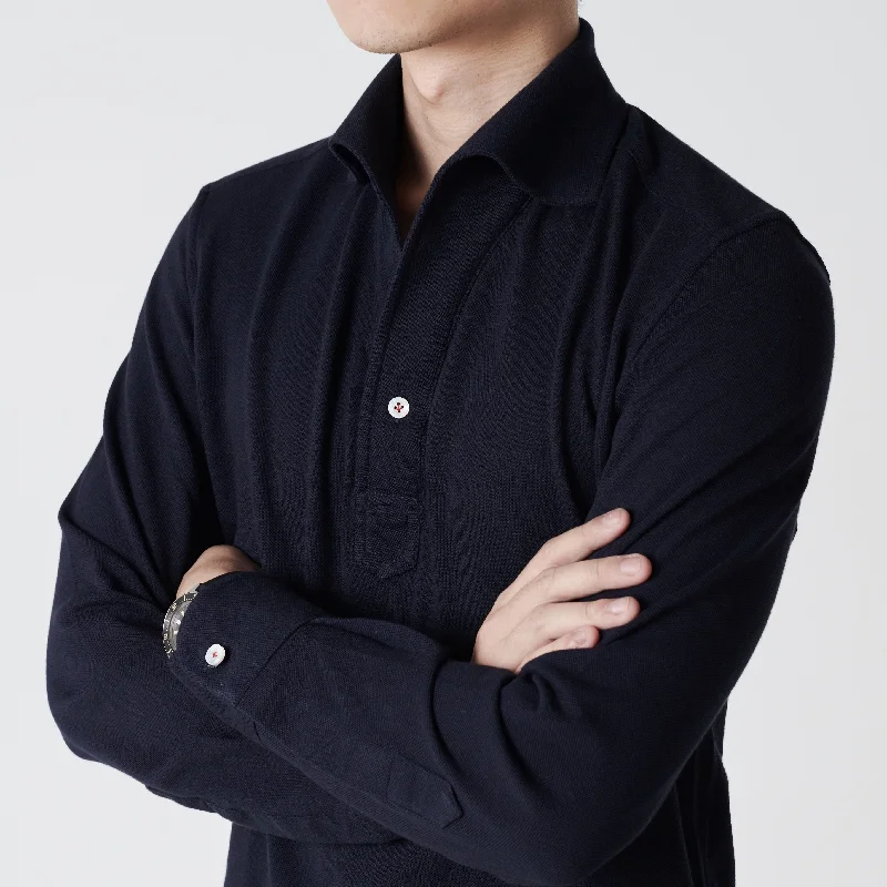 Seasonal sale  Dark Navy Stretch-Cotton Pique Polo Shirt MFC0402