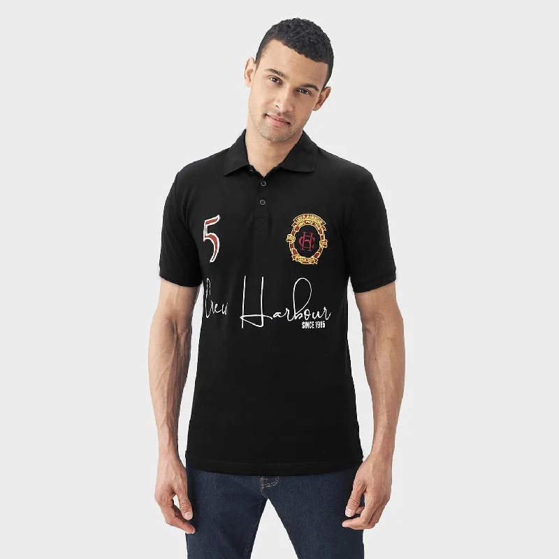 Get fresh fashion for less – Shop trendy clothing at discounted prices.  Mens Premium Quality Black Slim Fit Embellished Embroidered Pique Polo Shirt (CR-11256)