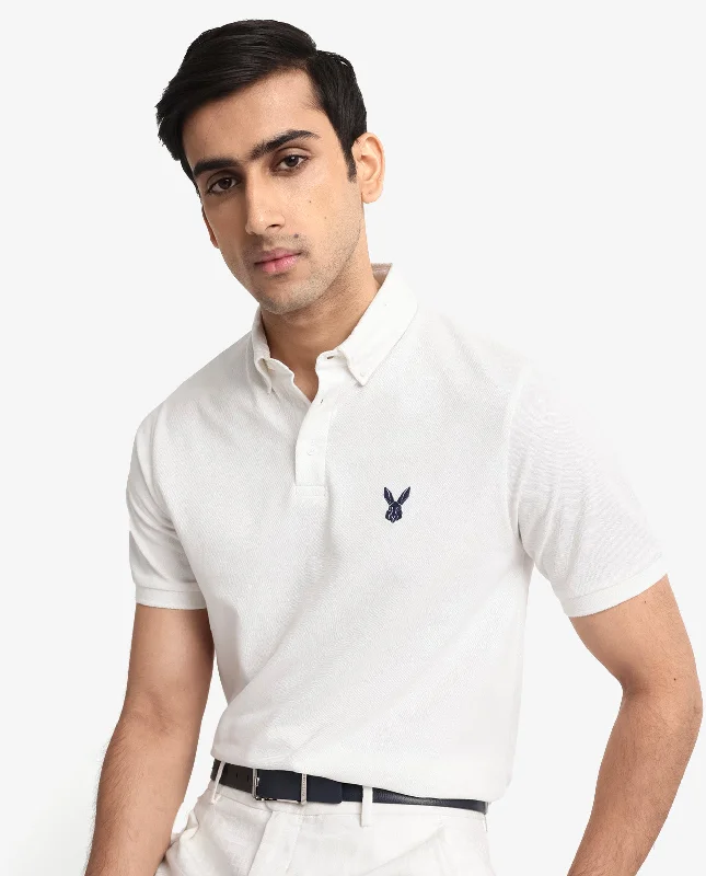 Save big on all types of clothing – Shop the sale now! Rare Rabbit Men's Face White Cotton Fabric Short Sleeves Button Down Collar Embroidered Logo Regular Fit Plain Polo T-Shirt Save big on all types of clothing – Shop the sale now! Rare Rabbit Men's Face White Cotton Fabric Short Sleeves Button Down Collar Embroidered Logo Regular Fit Plain Polo T-Shirt