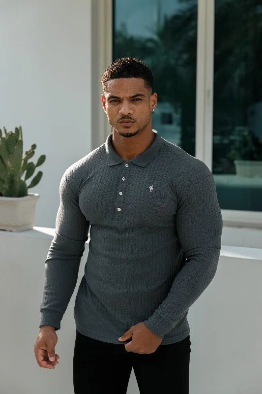 Find your perfect fit at the best prices – Clothing deals now on sale. Father Sons Classic Charcoal Ribbed Polo Shirt Long Sleeve With Silver Decal - FSH971 Find your perfect fit at the best prices – Clothing deals now on sale. Father Sons Classic Charcoal Ribbed Polo Shirt Long Sleeve With Silver Decal - FSH971