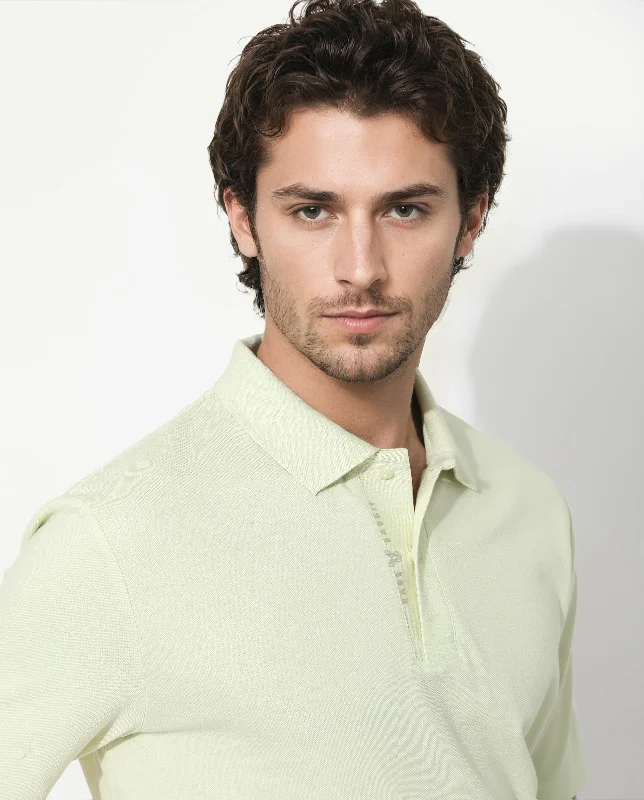 Seasonal discounts on stylish clothes – Perfect for any occasion! Rare Rabbit Men's Gamer Pastel Yellow Cotton Polyester Fabric Short Sleeves Collared Neck Plain Knit Polo T-Shirt Seasonal discounts on stylish clothes – Perfect for any occasion! Rare Rabbit Men's Gamer Pastel Yellow Cotton Polyester Fabric Short Sleeves Collared Neck Plain Knit Polo T-Shirt