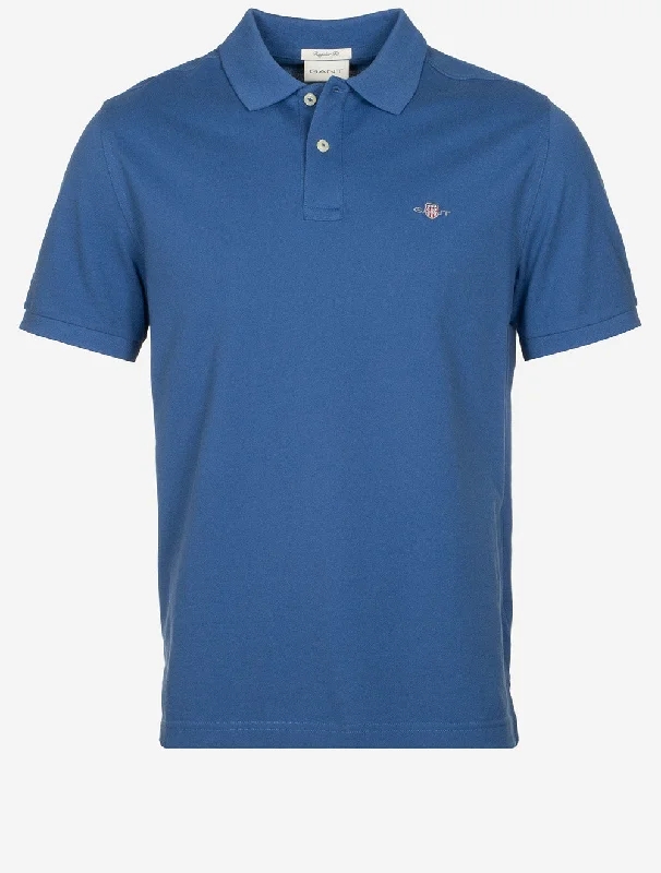 Shop stylish and affordable clothes –   Regular Shield Short Sleeve Pique Polo Vintage Blue