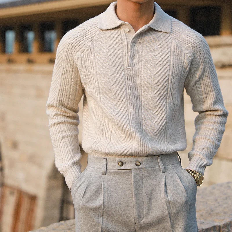 Find your perfect fit at the best prices – Clothing deals now on sale.  Geometric Patten Knitted Long Sleeve Polo Shirt